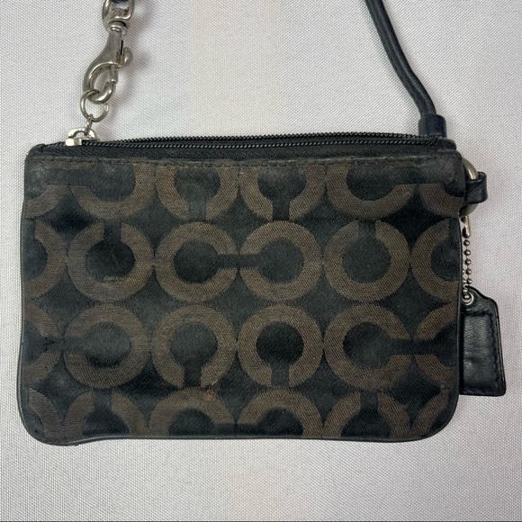 Coach Black Y2K C Logo Leather Fabric Wristlet - Picture 3 of 4
